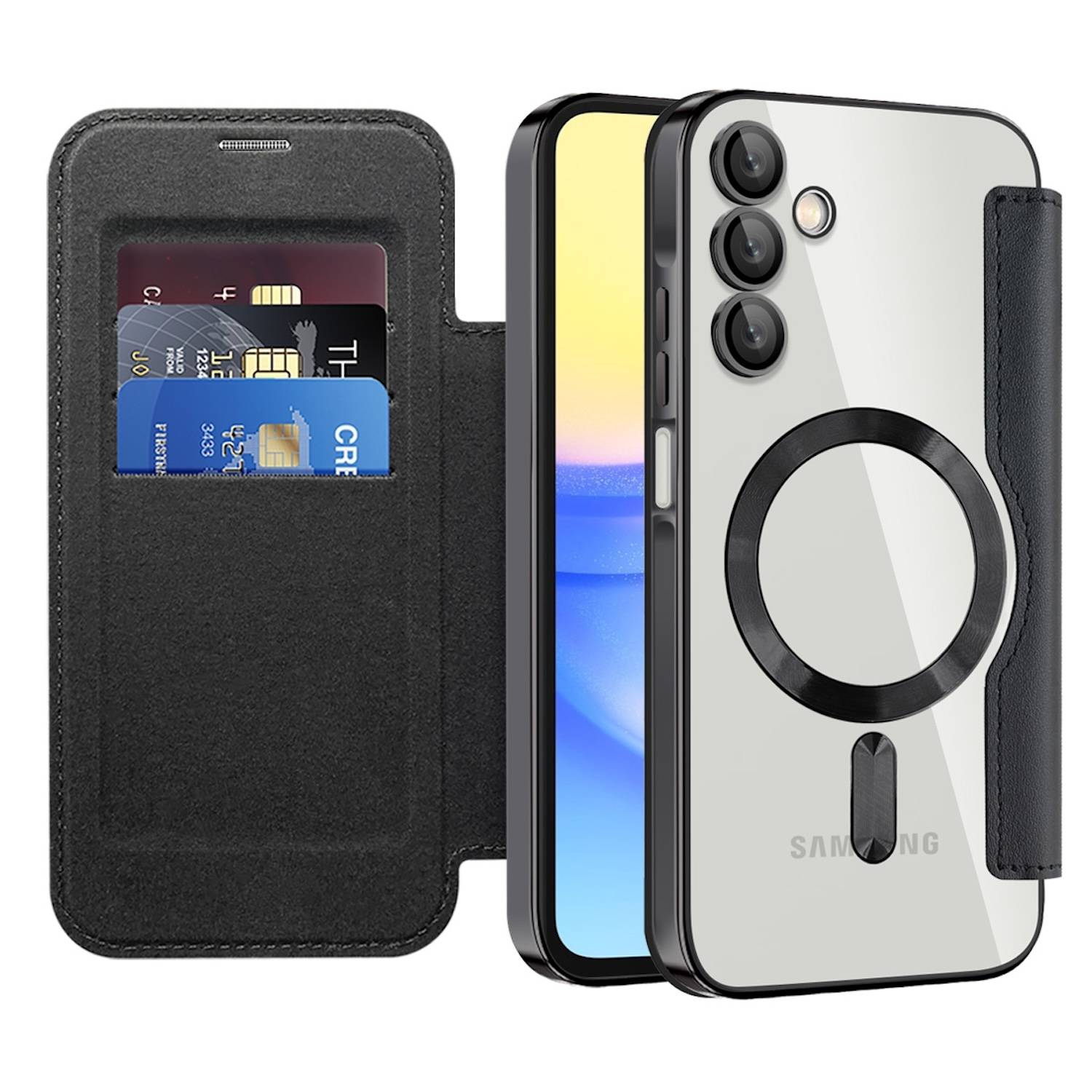 Für Samsung Galaxy A55 360 Grad Full Magsafe Anti Datenklau Schwarz