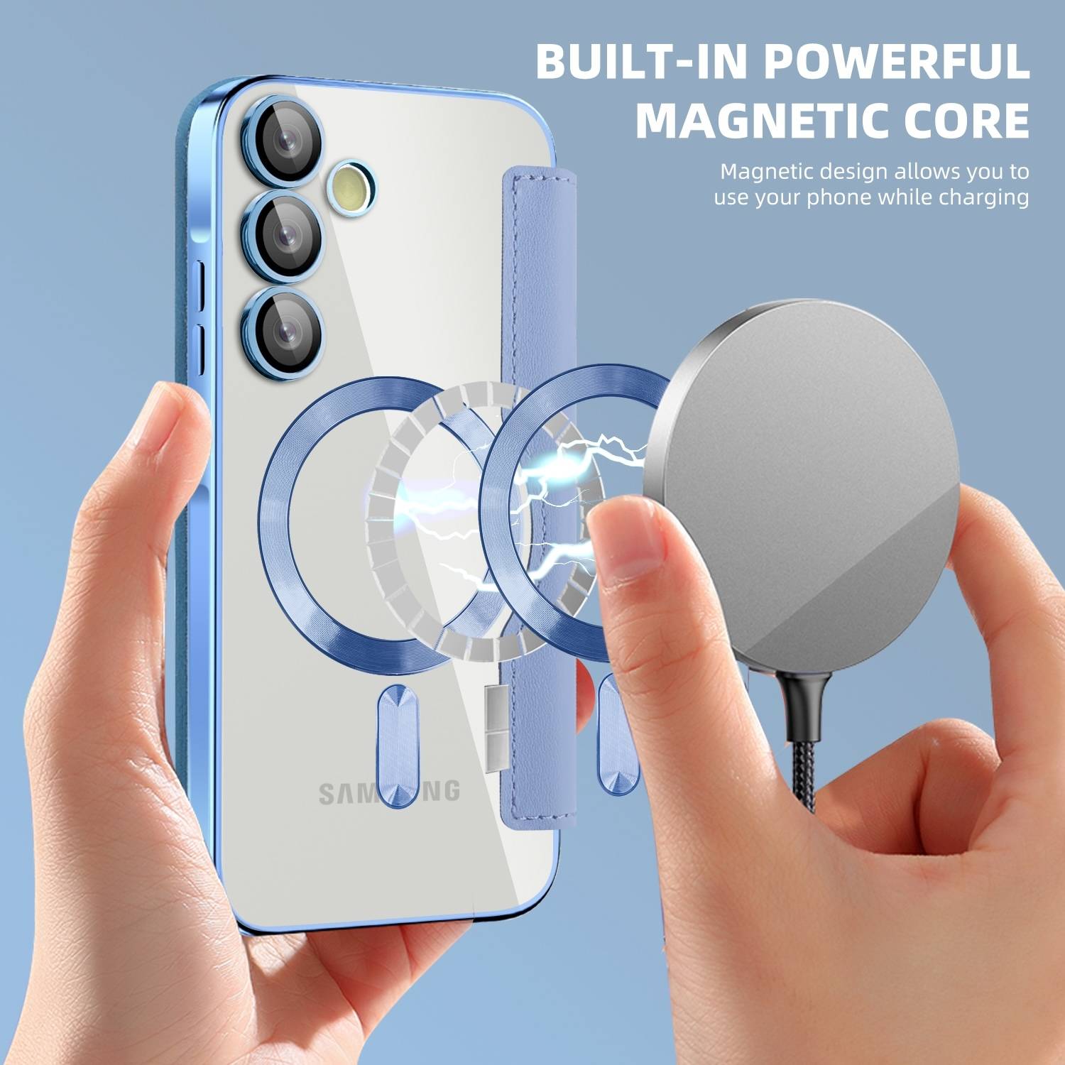 Für Samsung Galaxy A55 360 Grad Full Magsafe Anti Datenklau Hellblau