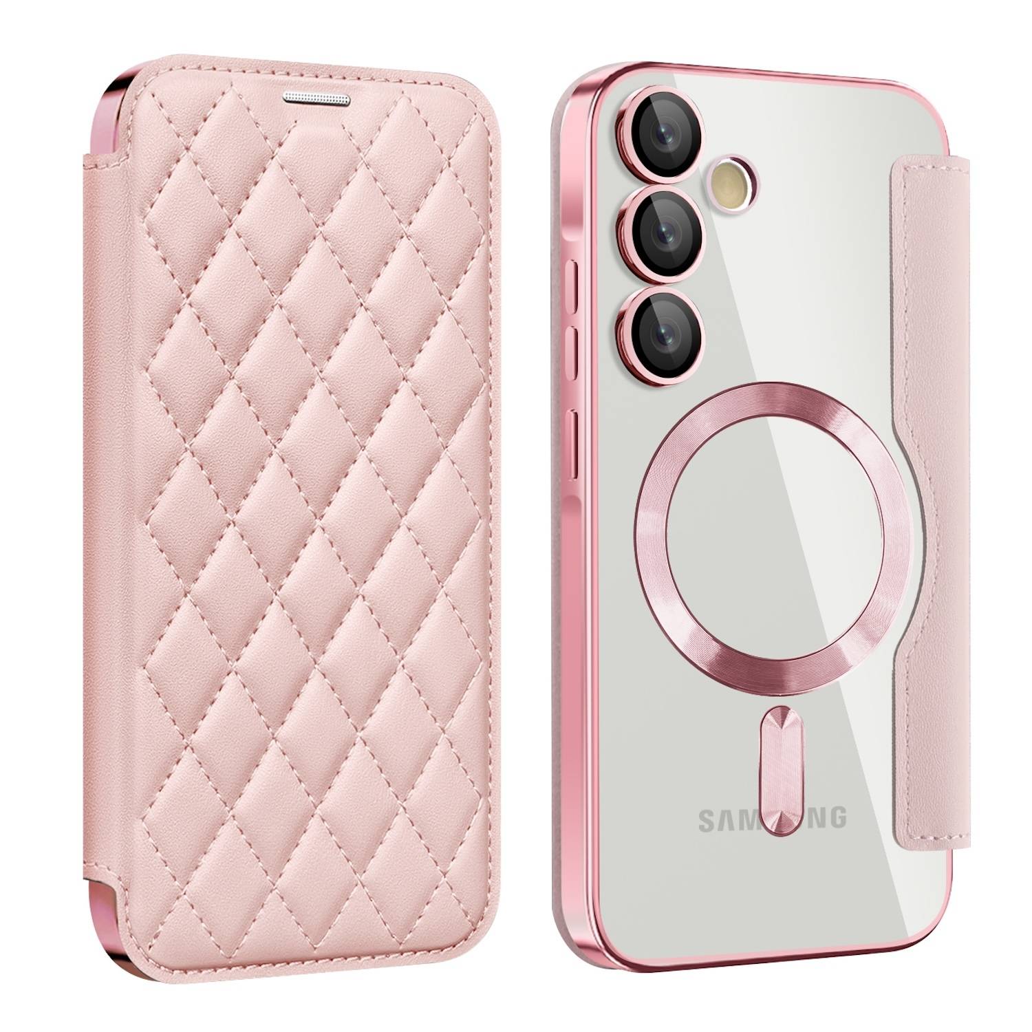 Für Samsung Galaxy A55 360 Grad Full Magsafe Anti Datenklau Hülle Rosa