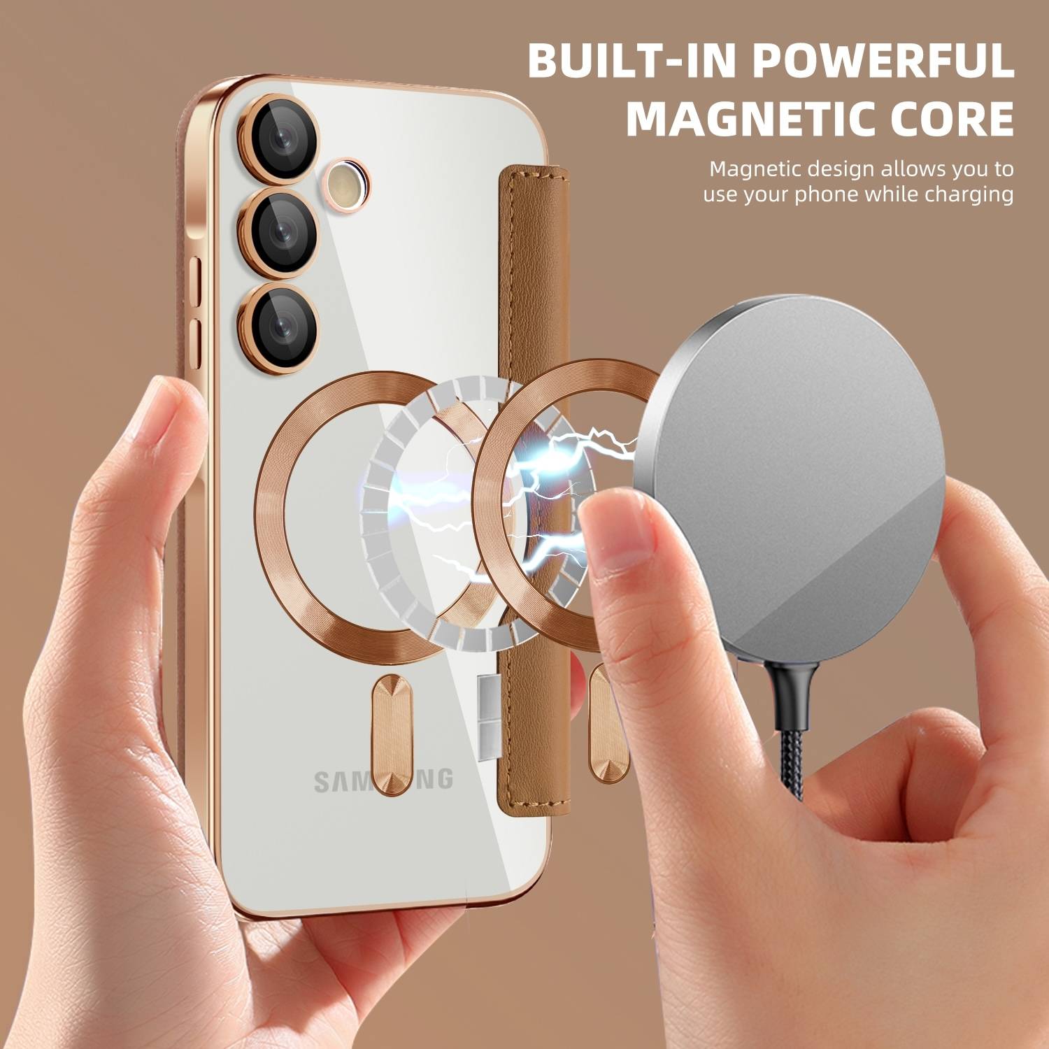 Für Samsung Galaxy A55 360 Grad Full Magsafe Anti Datenklau Case Braun