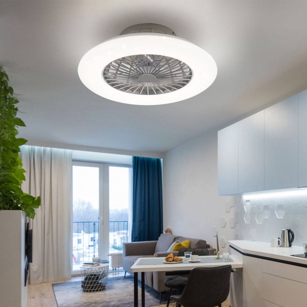 Deckenventilator mit Beleuchtung und Fernbedienung leise Deckenleuchte mit Ventilator und RGB Farbwechsler, Dimmbar CCT Nachtlicht Timer, 30 Watt