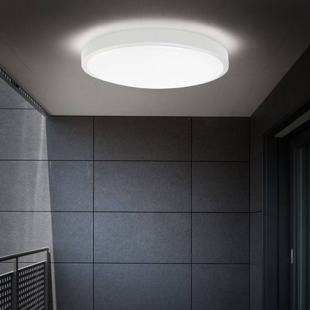 Deckenlampe Badezimmerleuchte Wohnzimmerlampe Deckenleuchte Flurlampe rund, Kunststoff weiß IP44, 1x LED 18W 1830Lm 4000K neutralweiß, D 25 cm