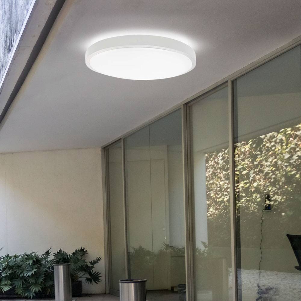 Deckenlampe Badezimmerleuchte Wohnzimmerlampe Deckenleuchte Flurlampe rund, Kunststoff weiß IP44, 1x LED 18W 1830Lm 4000K neutralweiß, D 25 cm