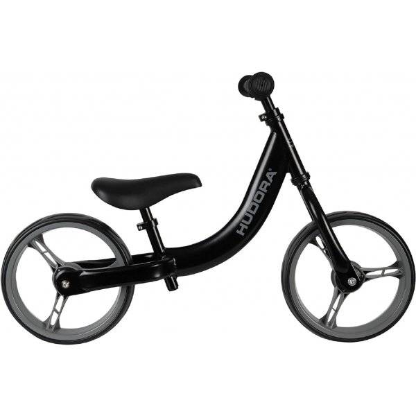 HUDORA Laufrad Classic | Kinder-Laufrad mit extra breiten 12 Zoll Rädern | Lauflernrad ab 3 Jahre |Schwarz