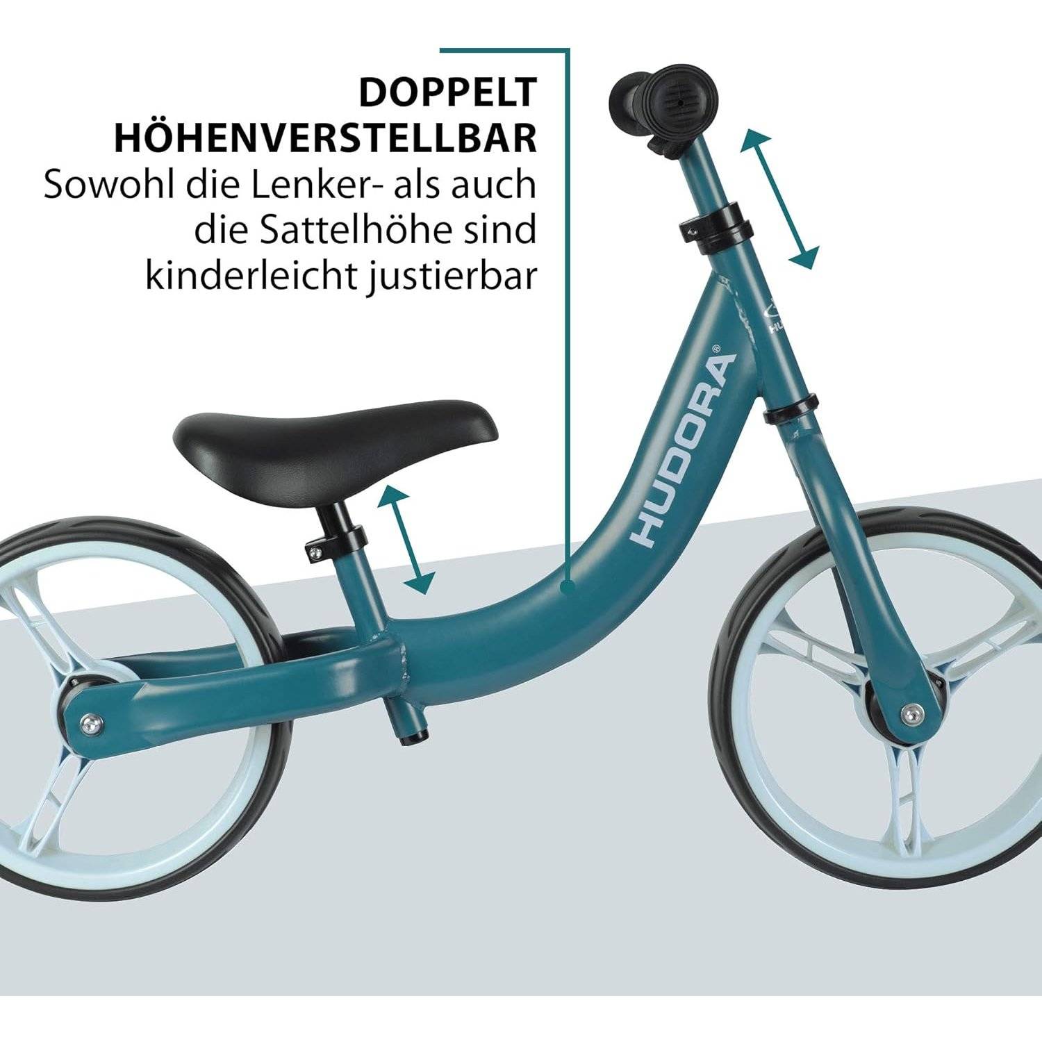 HUDORA Laufrad Classic | Kinder-Laufrad mit extra breiten 12 Zoll Rädern | Lauflernrad ab 3 Jahre |Blau