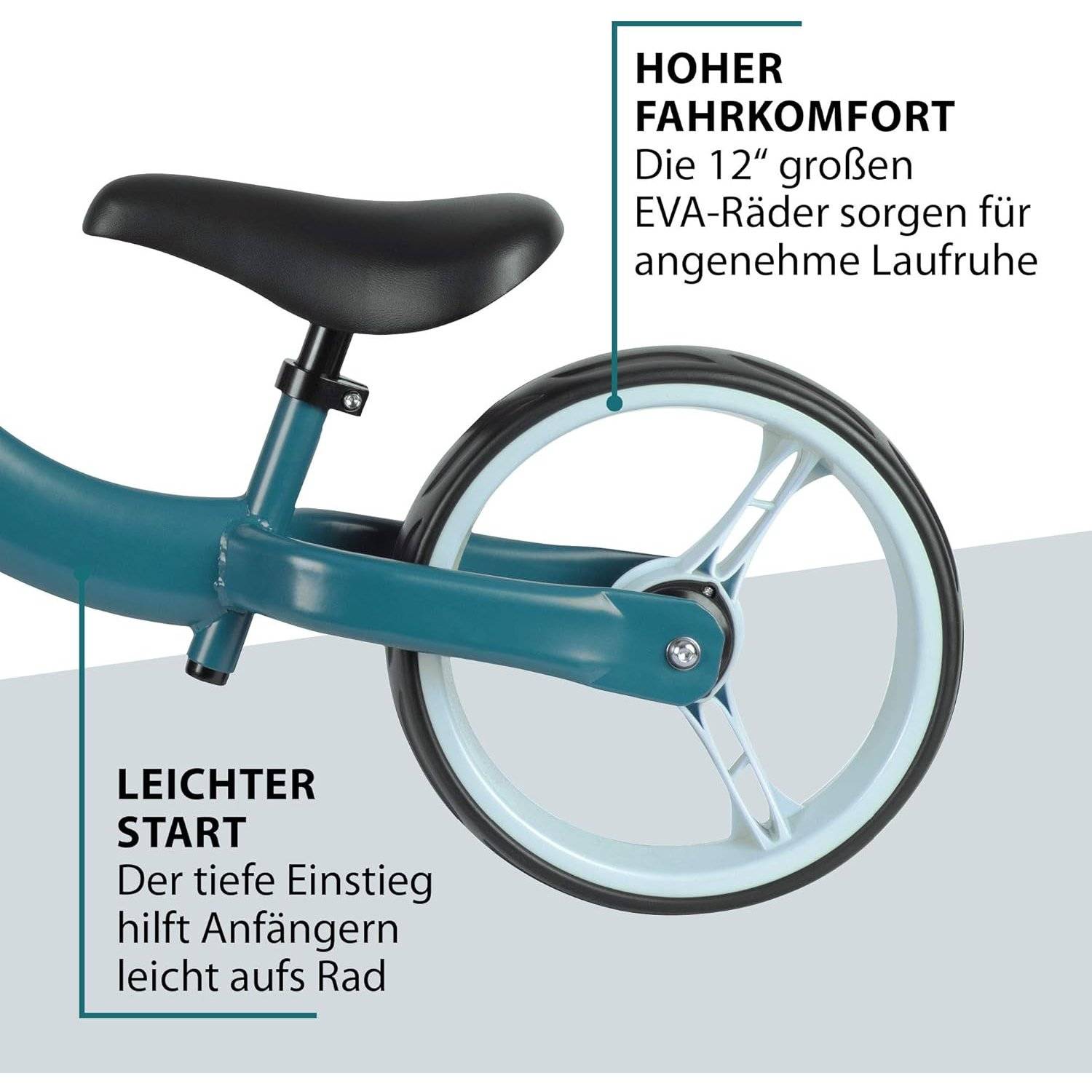 HUDORA Laufrad Classic | Kinder-Laufrad mit extra breiten 12 Zoll Rädern | Lauflernrad ab 3 Jahre |Blau