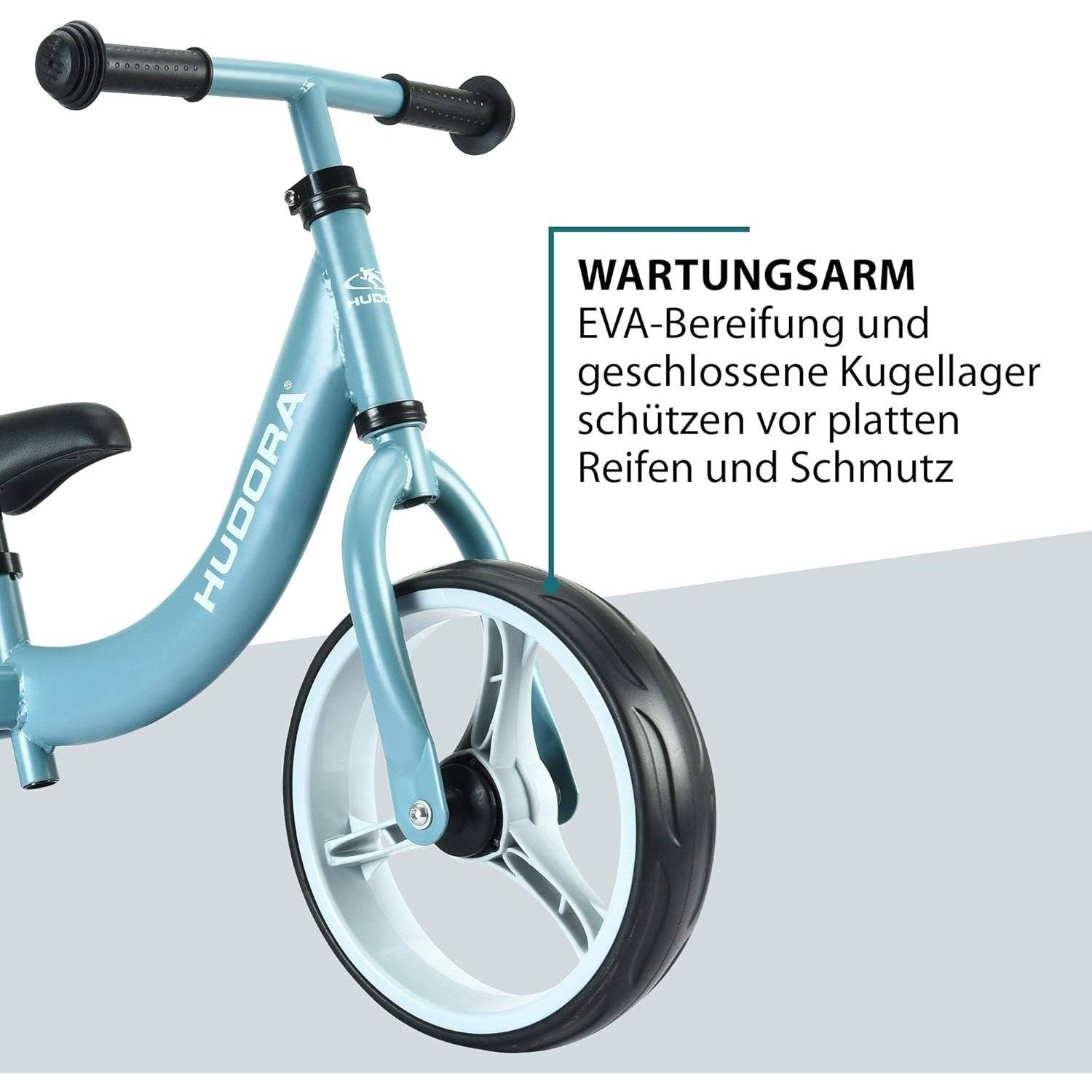 HUDORA Laufrad Classic | Kinder-Laufrad mit extra breiten 12 Zoll Rädern | Lauflernrad ab 3 Jahre |Blau