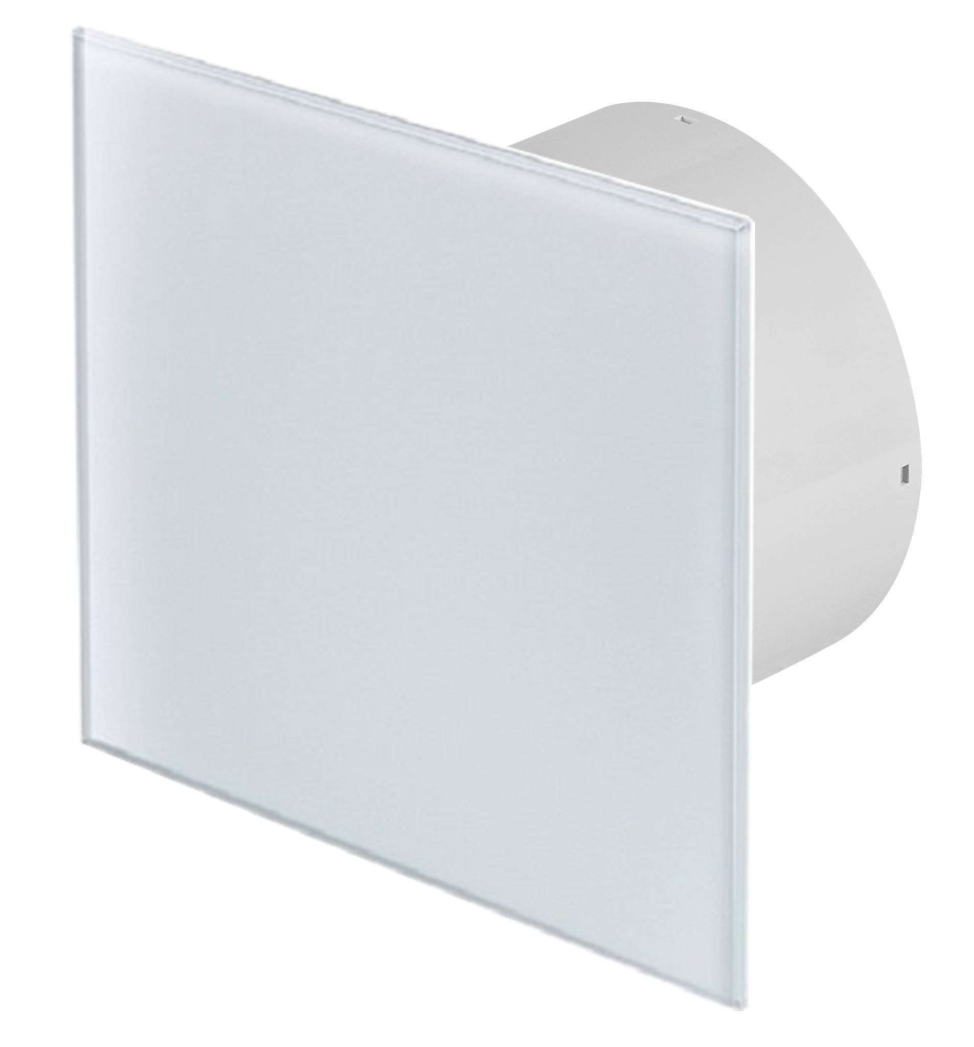 Wohnraumlüfter Lüfter Badlüfter Deckenlüfter Ventilator Badventilator Glas Ø 100 mm weiß Feuchtesensor / Hygrostat weiß matt gerade