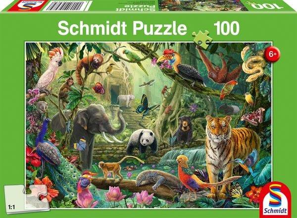 Schmidt Spiele - Bunte Tierwelt im Dschungel, 100 Teile