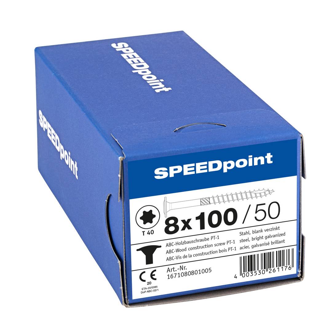 Spax Speedpoint Holzbauschraube Tellerkopf TX 8x100 Verzinkt Teilgew. Tellerkopf