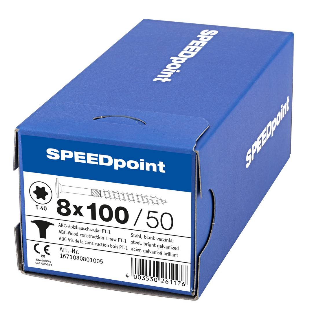 Spax Speedpoint Holzbauschraube Tellerkopf TX 8x100 Verzinkt Teilgew. Tellerkopf