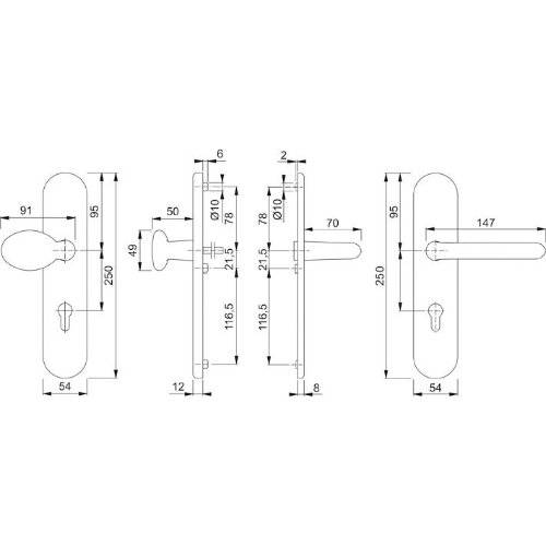 Hoppe SI-WSG FS-76G/3331/3310/1138F, LS ov., 12mm, ES1/PZ 72/9, F1, TS 42-47
