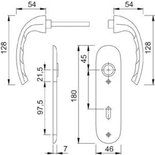 Hoppe Drückergarnitur Tôkyô 1710/273KP, KS, BB72/8, F1, TS 37-42, o. No.