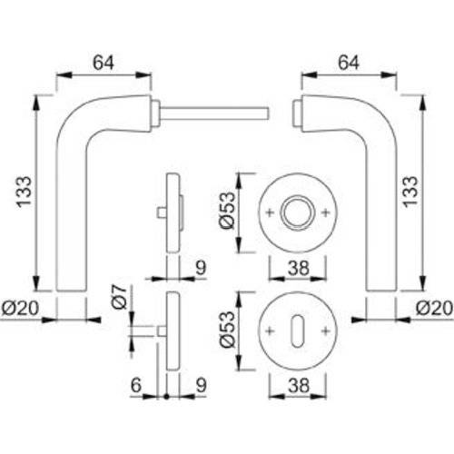 Hoppe Drückergarnitur Bonn 150/42KV/42KVS, PZ, 8, F1, TS 37-42