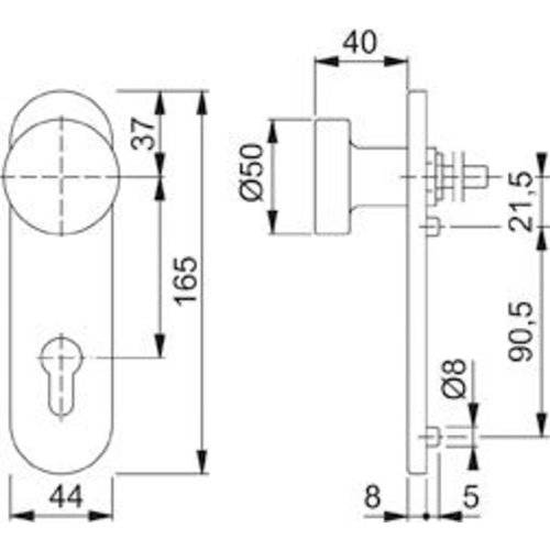 Hoppe Wechselgarnitur Bonn E58/353K/150Z, KS, PZ72/8, F69, TS 35-45