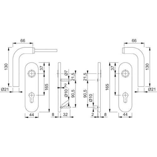 Hoppe Wechselgarnitur Bonn E58/353K/150Z, KS, PZ72/8, F69, TS 35-45