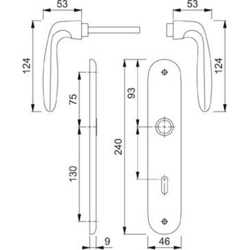 Hoppe Drückergarnitur Verona 1510/273P, LS, WC/S78/8 (8), F1, TS 37-42, o.No, CO