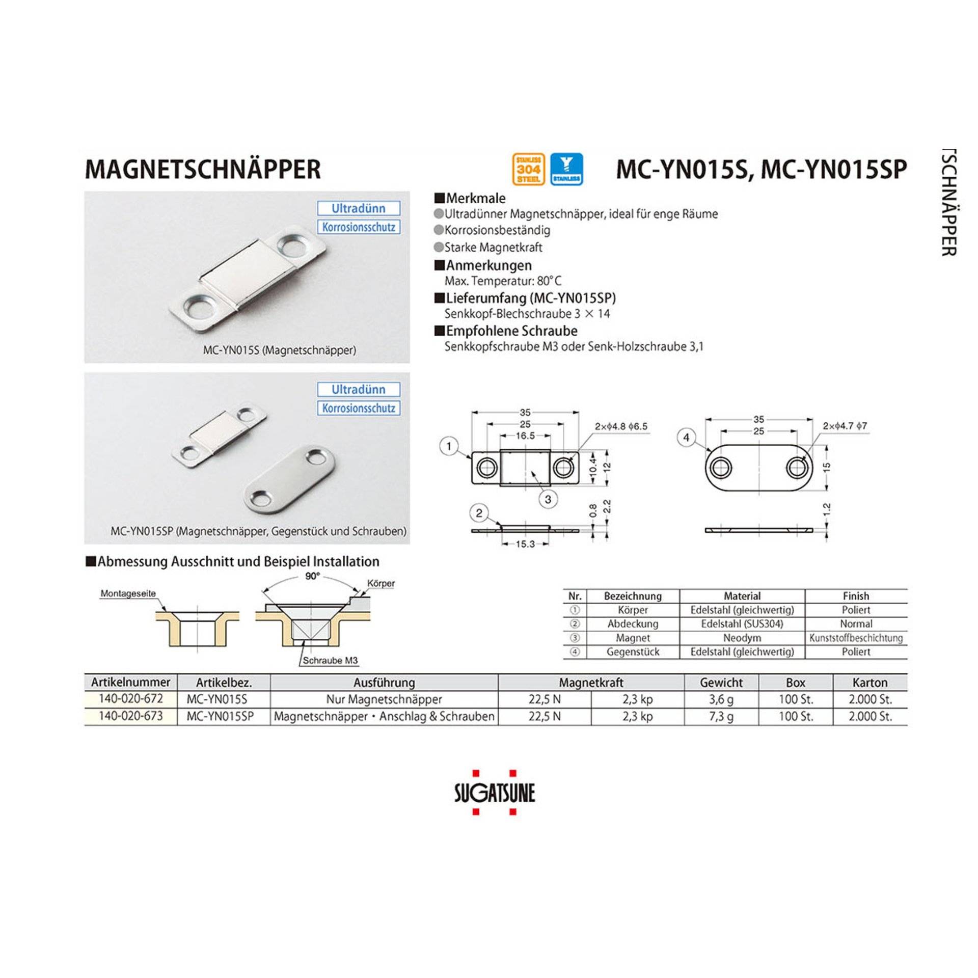 Sugat Magnetschnäpper MC-YN015SP