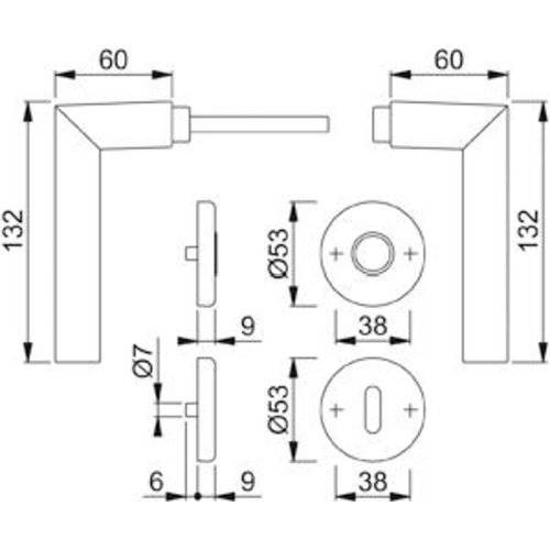 Hoppe Drückergarnitur Stockholm 1140/42KV/42KVS, PZ, 8, F1, TS 37-42