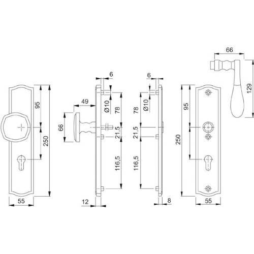 Hoppe SI-WSG M57/371A/370/112SH, LS eck., 12mm, ES1/PZ 92/10, DR, F77-R, TS 57-6