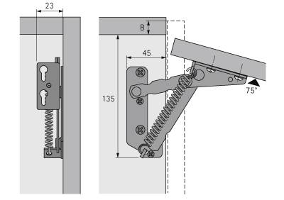 Lift junior 75° Federkraft 90 N Hochklappbeschlag max. 2 kg Paar rs+ls
