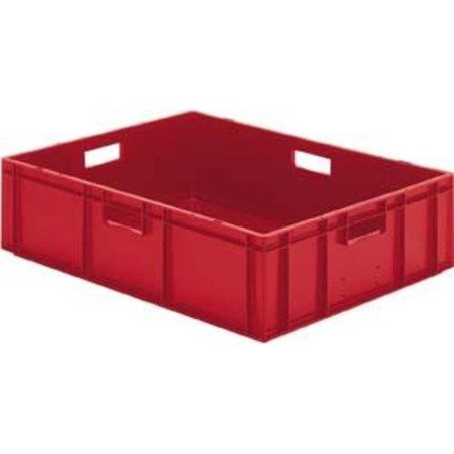 Transport-Stapelkasten B800xT600xH210 mm rot, geschlossen mit Griffloch