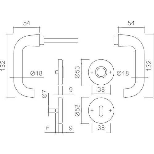 Hoppe Wechselgarnitur Paris 58/42KV/42KVS/138L, PZ, 8, F1, TS 37-42