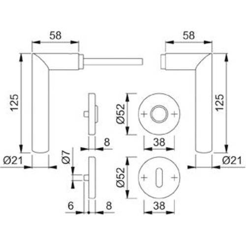 Hoppe Drückergarnitur Antwerpen E1420Z/42KV/42KVS, BB, 8, F69, TS 37-42