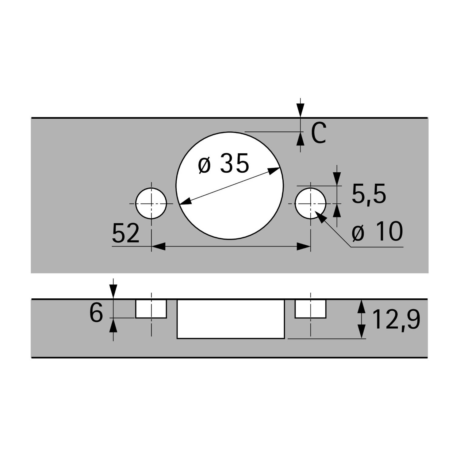 Sensys Winkelscharnier W45 mit Dämpfung 8639i W45 verni.vorl. 95°THS55FIX