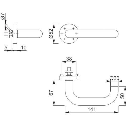 Hoppe Halbgarnitur Paris E138Z/42H, 10, F69