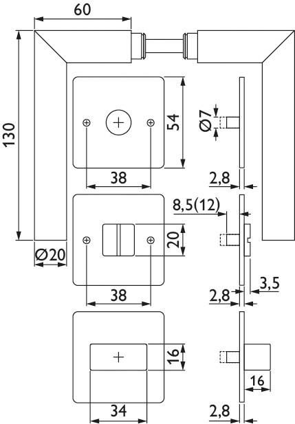 Hermat ZT - Drückergarnitur 1802 BASIC 02 *1802/2611.FL/3220/3225.BAD-74PVD*