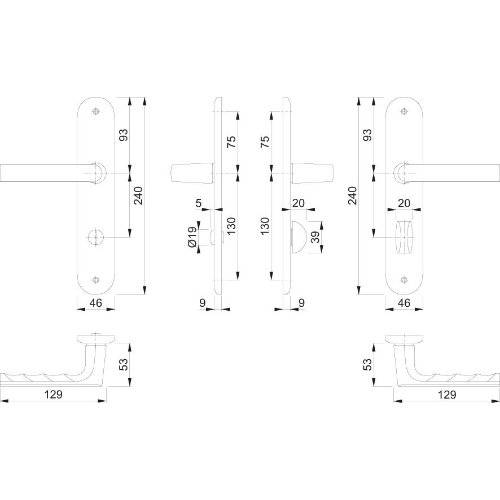 Hoppe Drückergarnitur Hamburg 1700/273P, LS, WC/S78/8 (5), F1, TS 37-42, o. No.