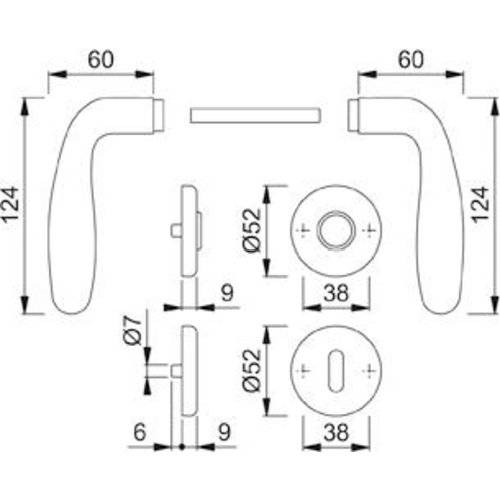 Hoppe Wechselgarnitur Cardiff E48/17KV/17KVS/1850Z, PZ, 8, F69, TS 37-42