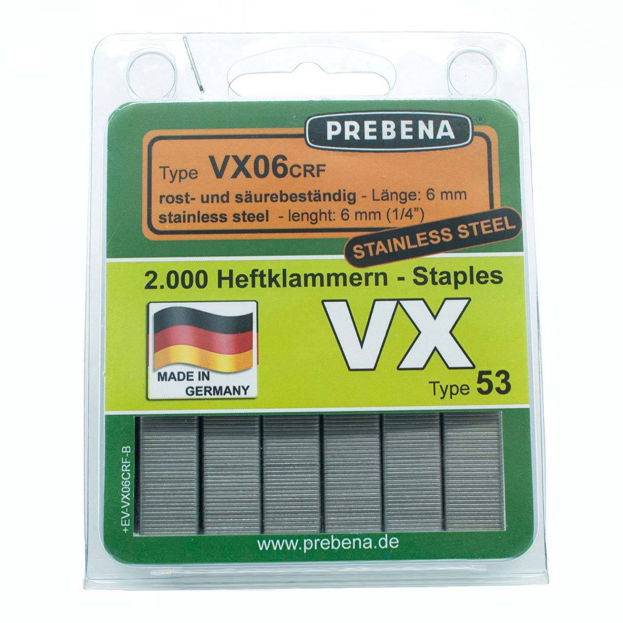 Prebena Heftklammern im Blister VX06CNK-B P = 2000 Stck.