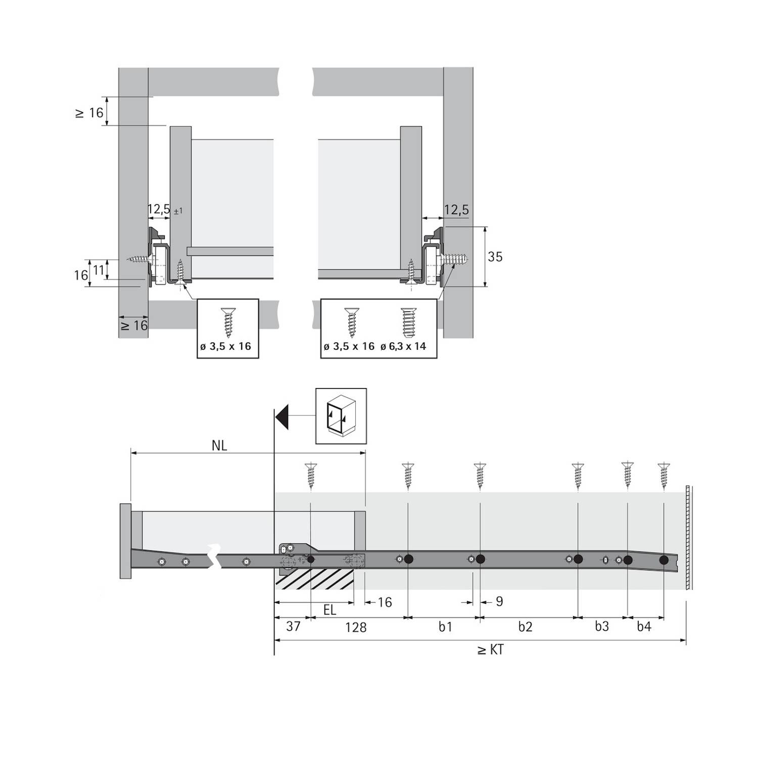 Rollschubführung FR 402 25 kg, weiß, 550 mm