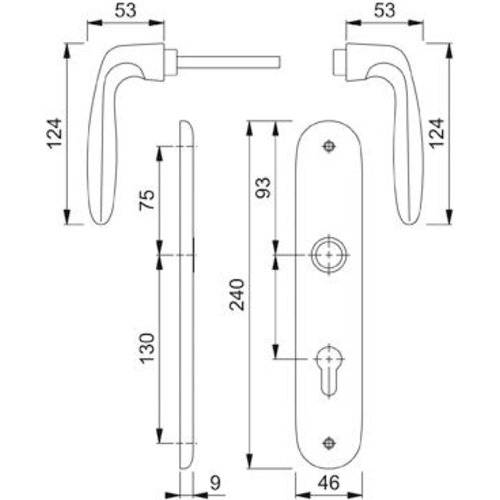 Hoppe Wechselgarnitur Verona 53/273P/1510, LS, PZ72/8, F1, TS 35-45, o. No.