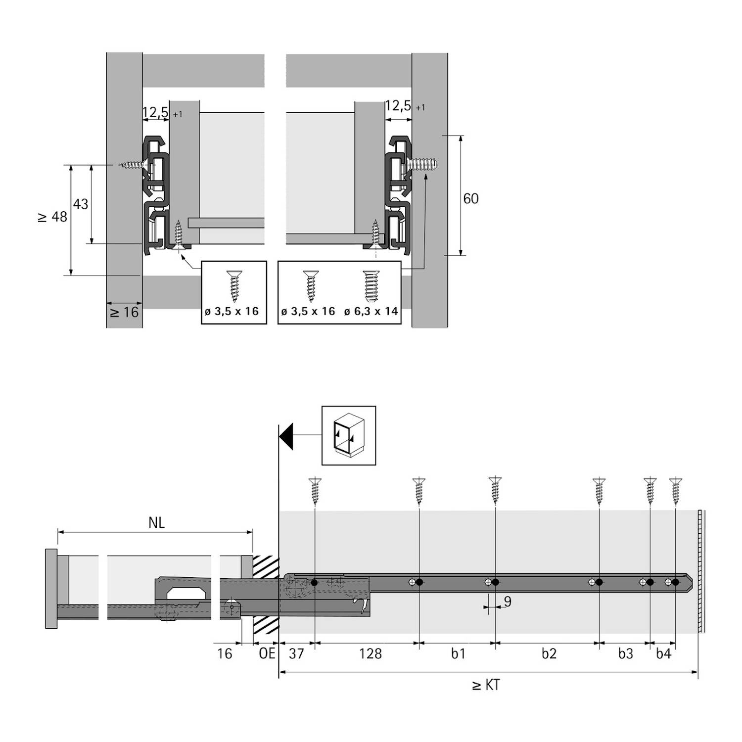 Überauszug FR 6142 800mm weiß