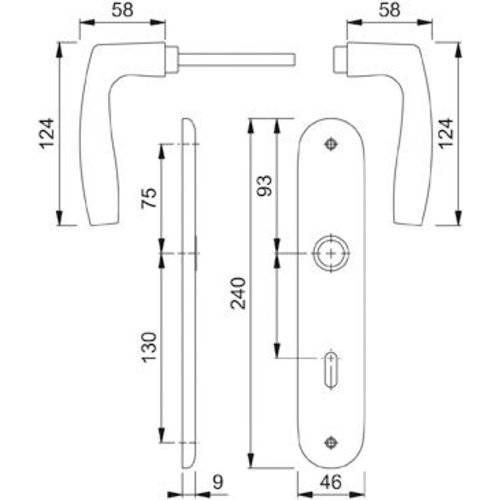 Hoppe Drückergarnitur Vitória 1515/273P, LS, BB72/8, F1, TS 35-45, o.No, CORE