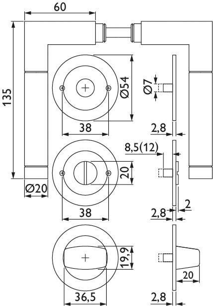Hermat ZT - Drückergarnitur 1114 ER SPACE ER *1114.ER/2631.FL/3221/3216.BAD-63*