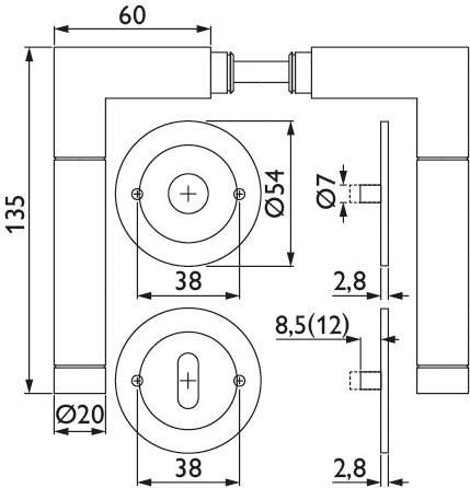 Hermat ZT - Drückergarnitur 1114 ER SPACE ER *1114.ER/2631.FL.BB-63*