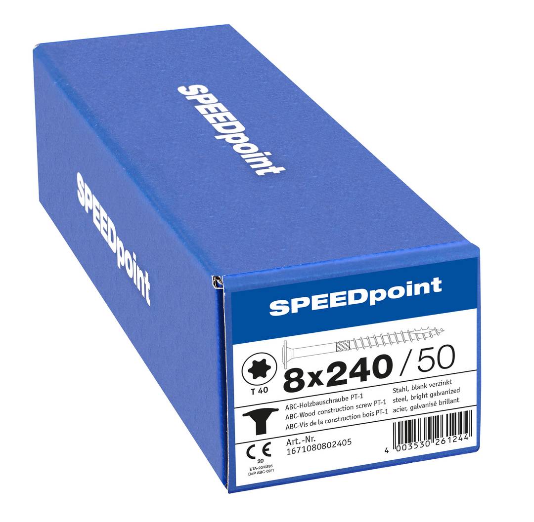 Spax Speedpoint Holzbauschraube Tellerkopf TX 8x240 Verzinkt Teilgew. Tellerkopf