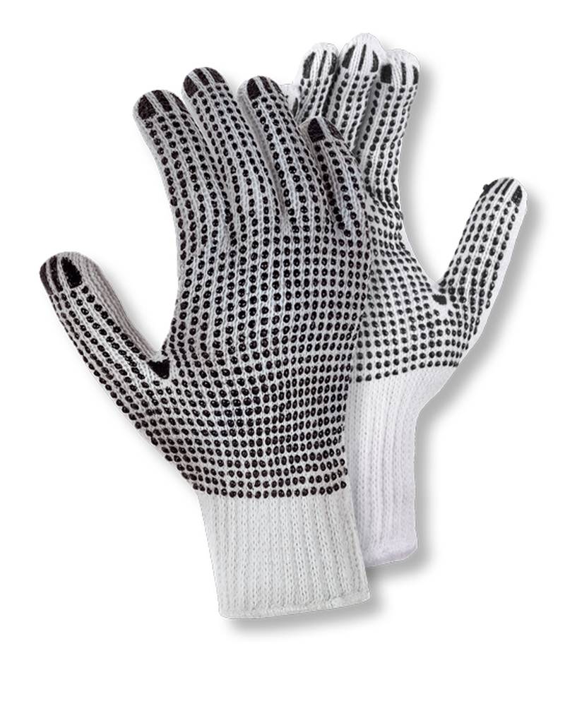teXXor® Grobstrick-Handschuhe BAUMWOLLE/POLYESTER weiß/schwarze Noppen 11