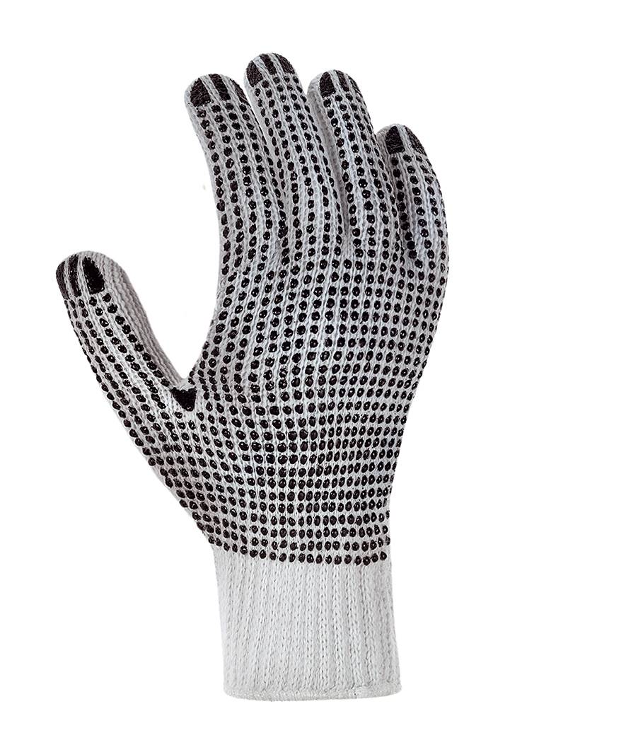 teXXor® Grobstrick-Handschuhe BAUMWOLLE/POLYESTER weiß/schwarze Noppen 11