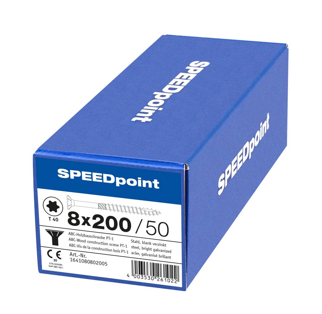 Spax Speedpoint Holzbauschraube Senkkopf TX 8x200 Verzinkt Teilgewinde Senkkopf