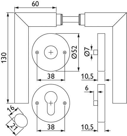Hermat ZT - Drückergarnitur 1355 ER VIP *1355.ER/2036.KB.PZ-60*