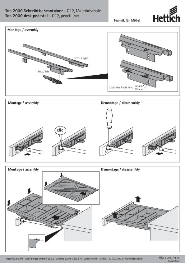 Quadro 12 Silent System für Schreibmaterial-Auszug