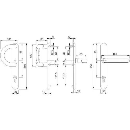 Hoppe Wechselgarnitur Luxembourg 513G/3357N/1500, LS, PZ92/8, F9016, TS 67-72