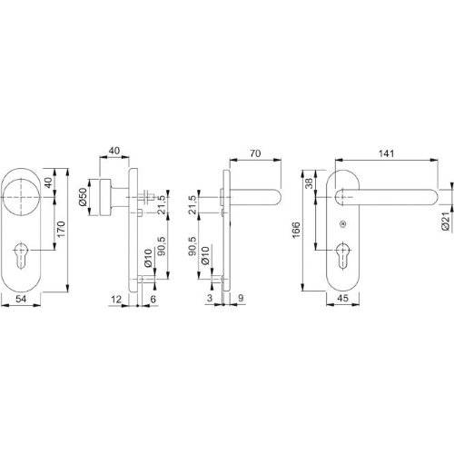 Hoppe SI-WSG FS-58/3331K/353K-1/138F, KS ov., 12mm, ES1/PZ 72/9, F1, TS 42-47