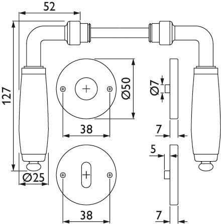 Hermat ZT - Drückergarnitur 1157 LILLE *1157.RHF/2074.BB-04HD*