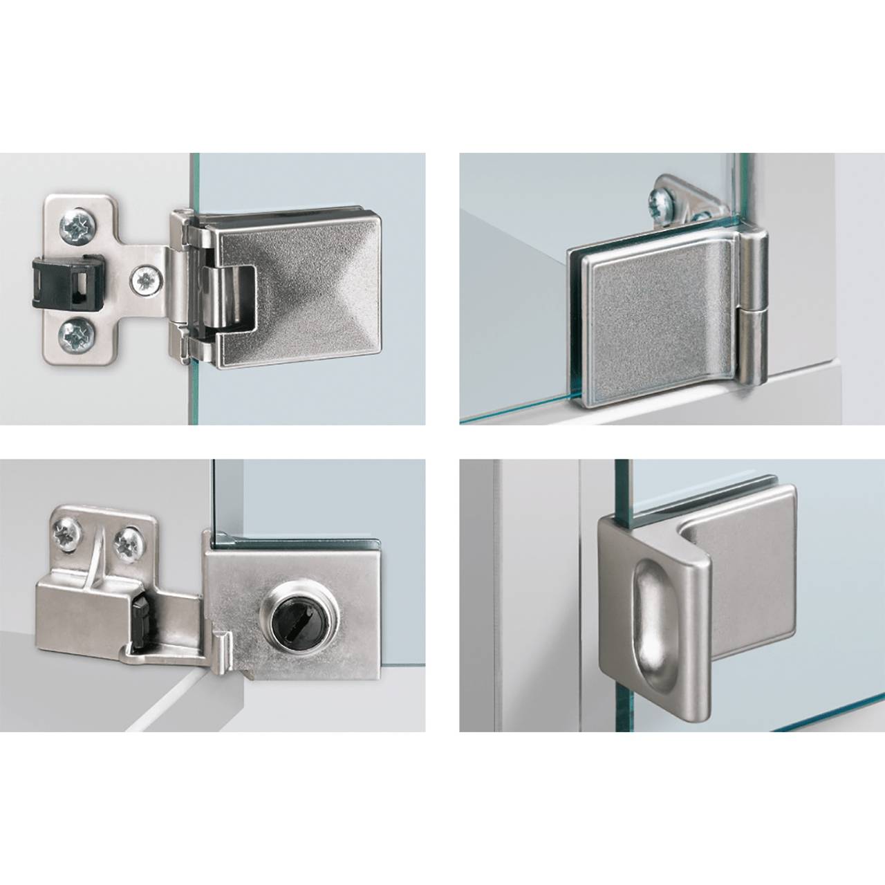 Glastürscharnier ET 5150 Zinkdruckguß matt vernickelt